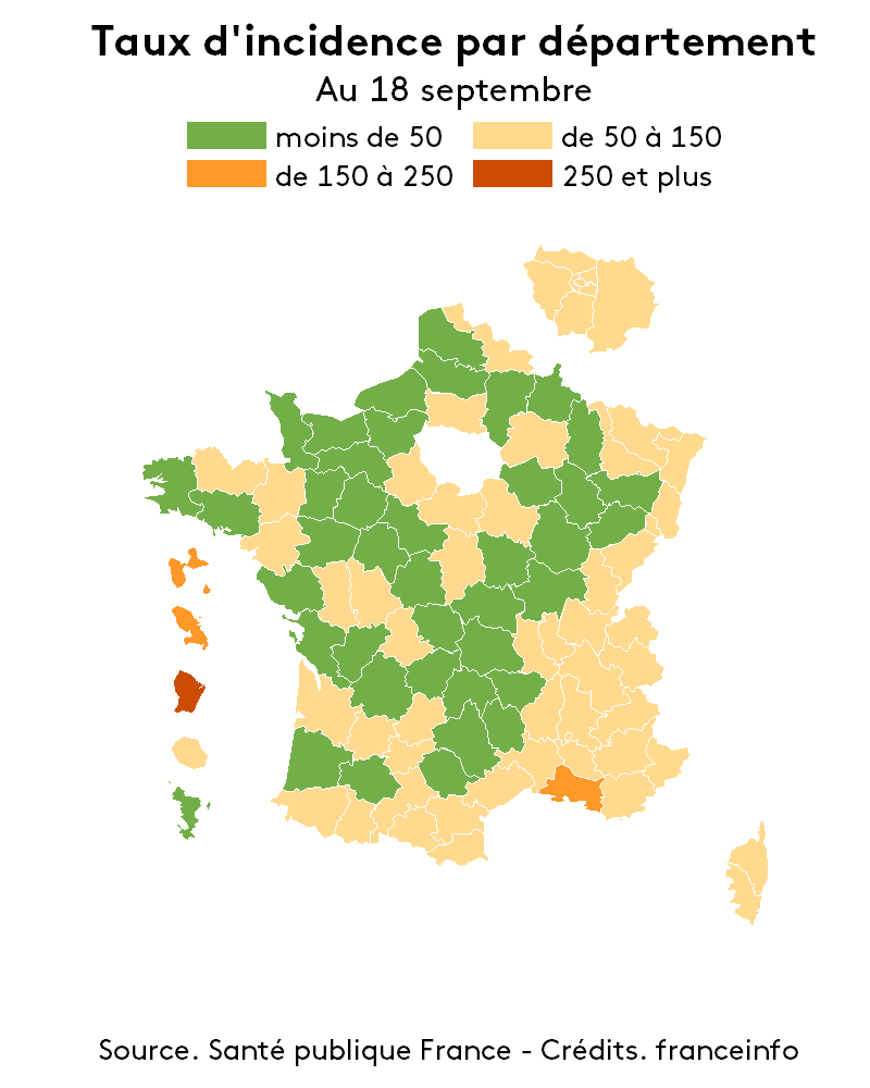 Fin du masque à l’école primaire le 4 octobre où le taux d’incidence est inférieur à 50 Fin du masque à l'école primaire le 4 octobre où le taux d'incidence est inférieur à 50