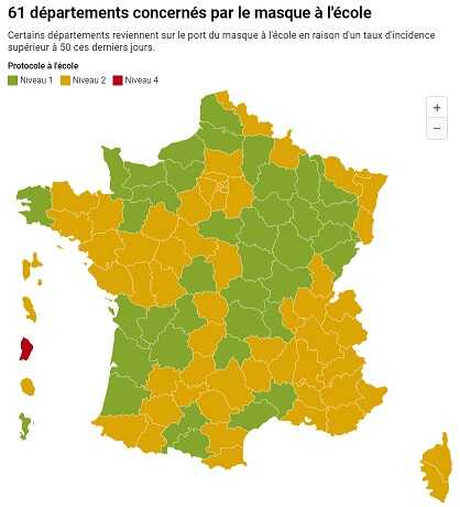 61 départements concernées par le retour du masque
