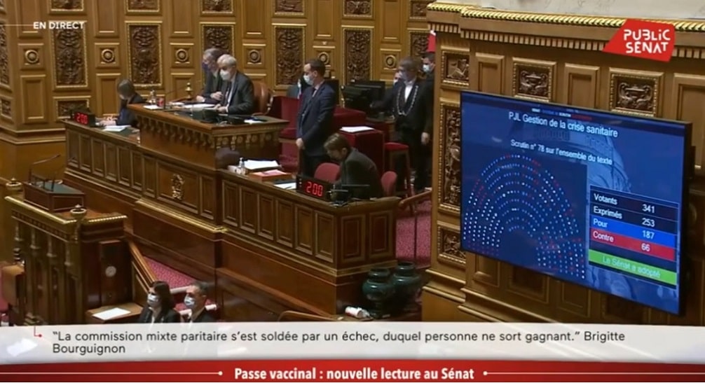 Sénat Pass vaccinal 15 janvier 2022