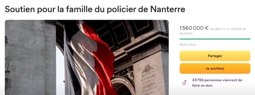 La cagnotte pour le policier très controversée