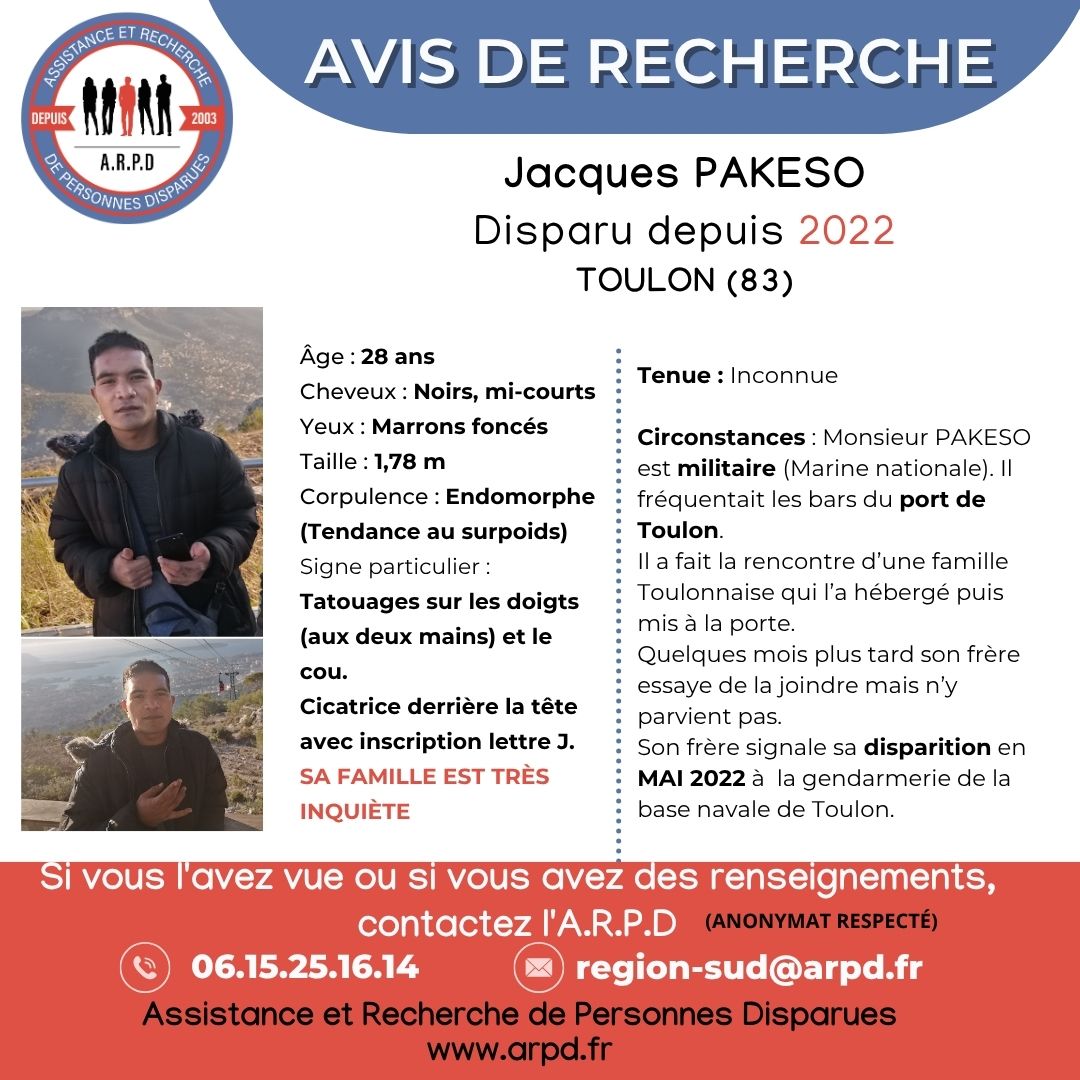Disparition Jacques Pakeso