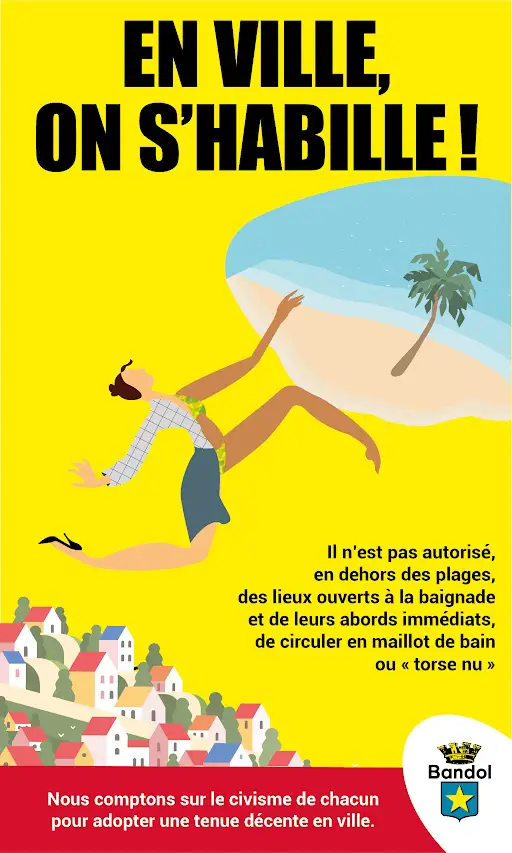 Tenue été ville Bandol maillot bain interdit
