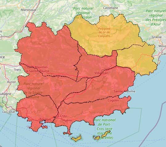 carte 6 massifs var rouge