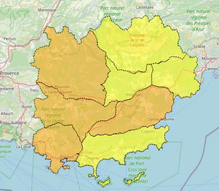 risque incendie sévère massifs Var 19 juillet