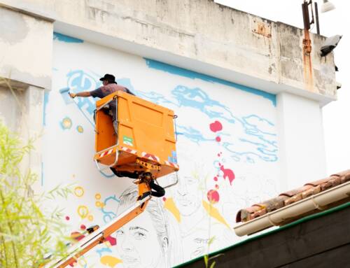 Une fresque sportive en création à la Base nature de Fréjus