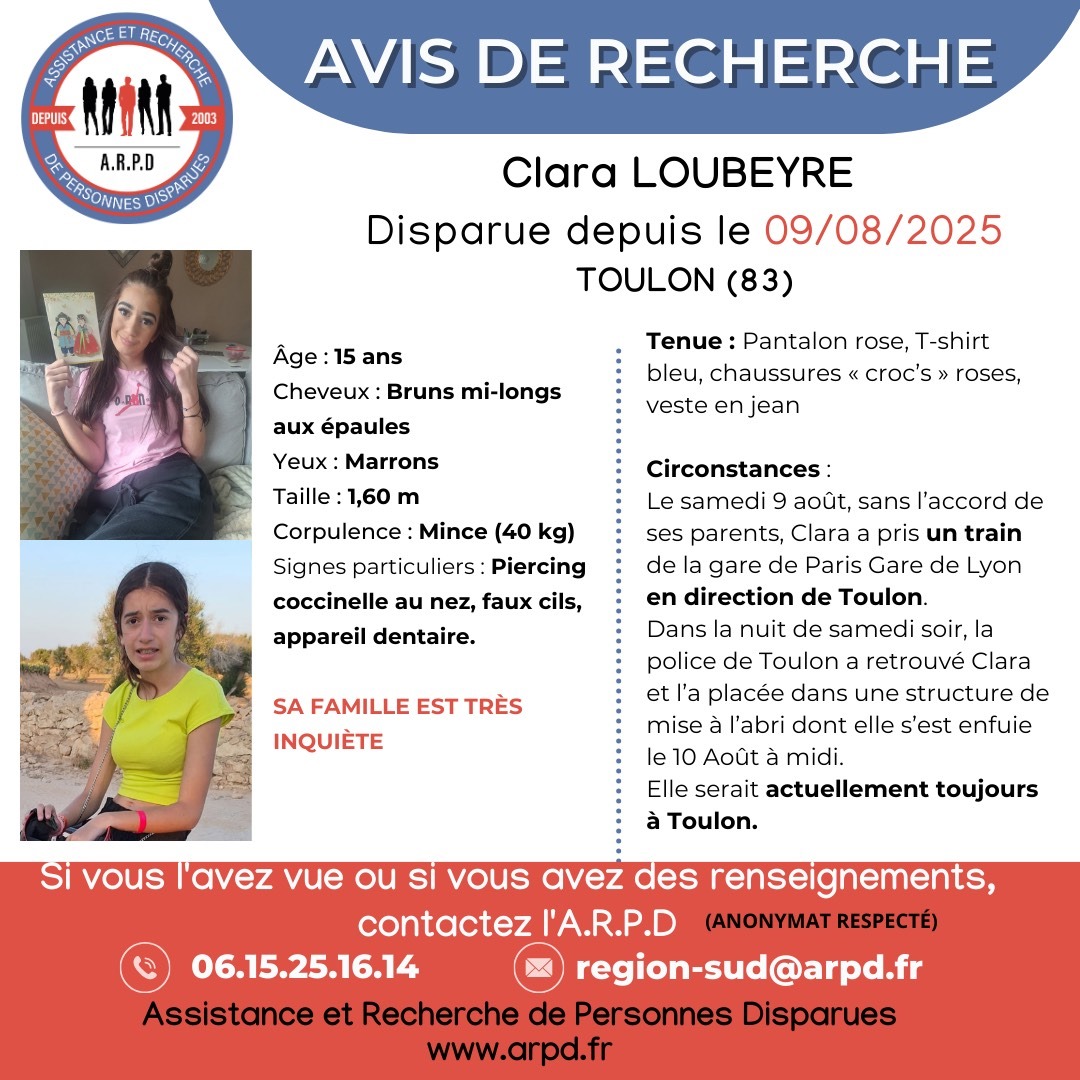 disparition adolescente Toulon fugue Clara Loubeyre