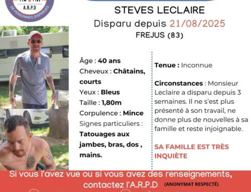 Disparition inquiétante à Fréjus : Steves Leclaire âgé de 40 ans, introuvable depuis le 21 août