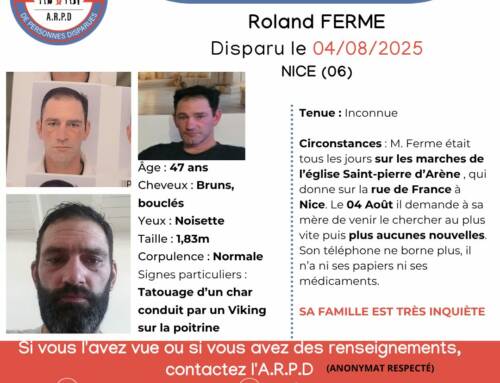 Disparition inquiétante à Nice : Roland Ferme introuvable depuis le 4 août 2025