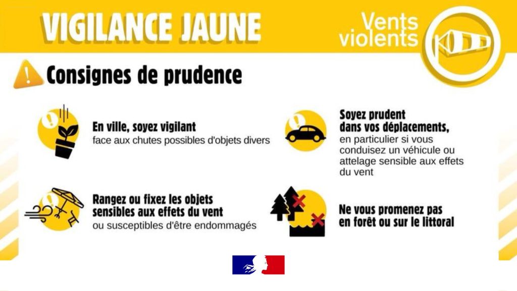 vigilance jaune vent tempête Benjamin vents violents région vigilance Météo-France