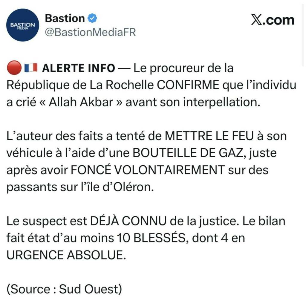 Un homme fauche dix personnes à Oléron entre crime désorganisé et lecture terroriste
