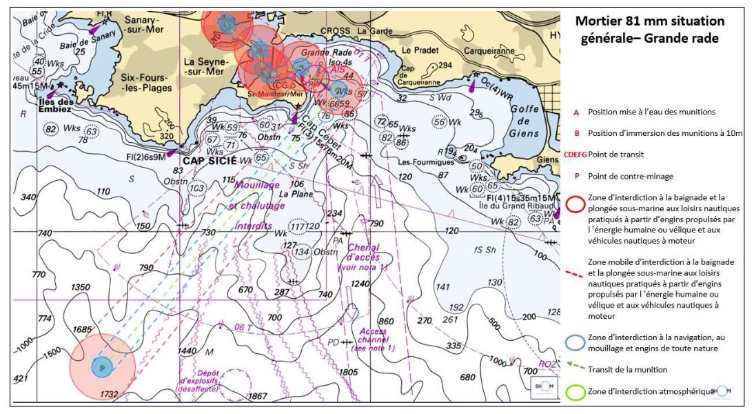 prefet de la mediterranée Contreminage Toulon restrictions nautiques