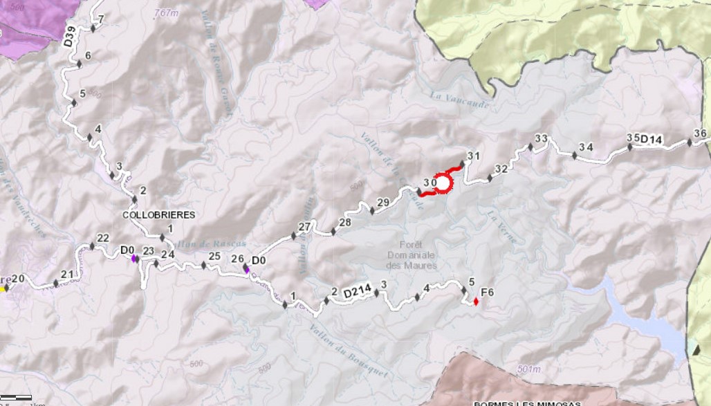 recherhce RD14 Collobrières Grimaud