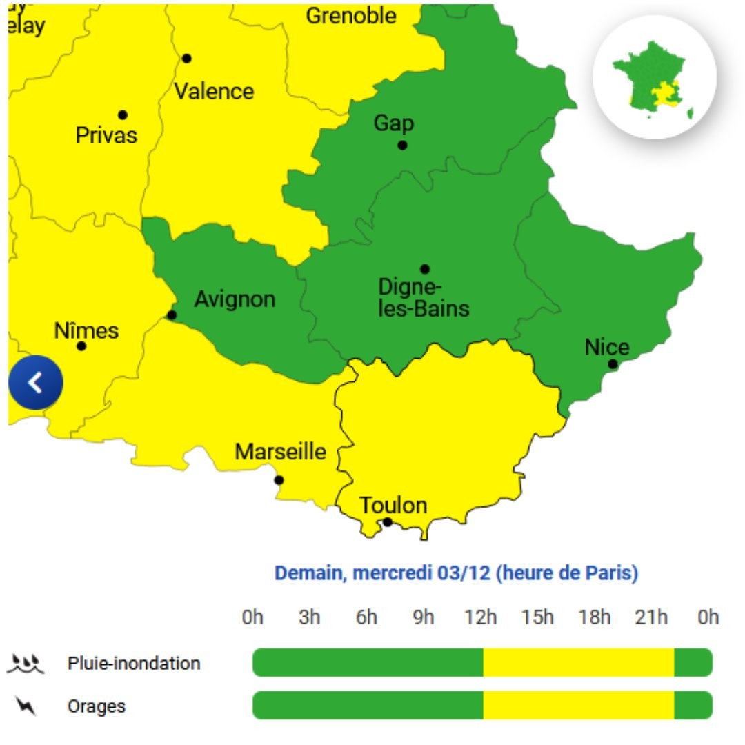 PDV Vigilance jaune orages Var
