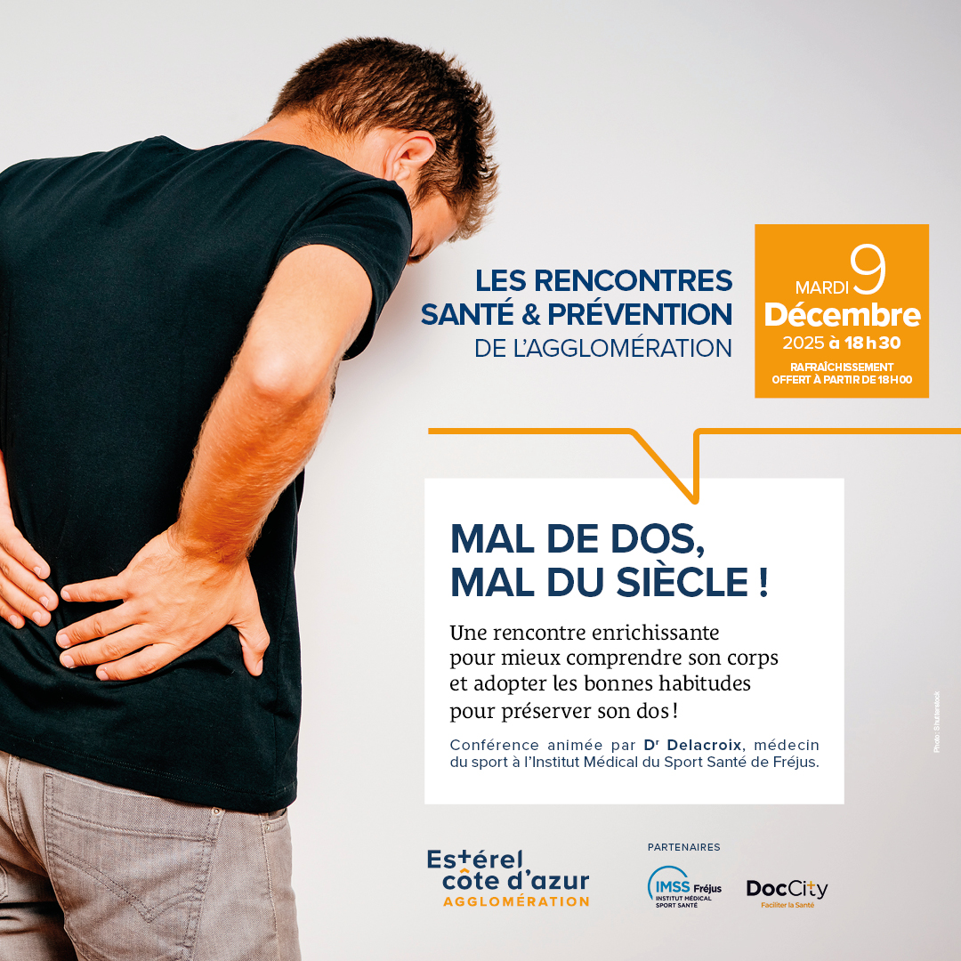 affiche Conférence mal de dos Fréjus.