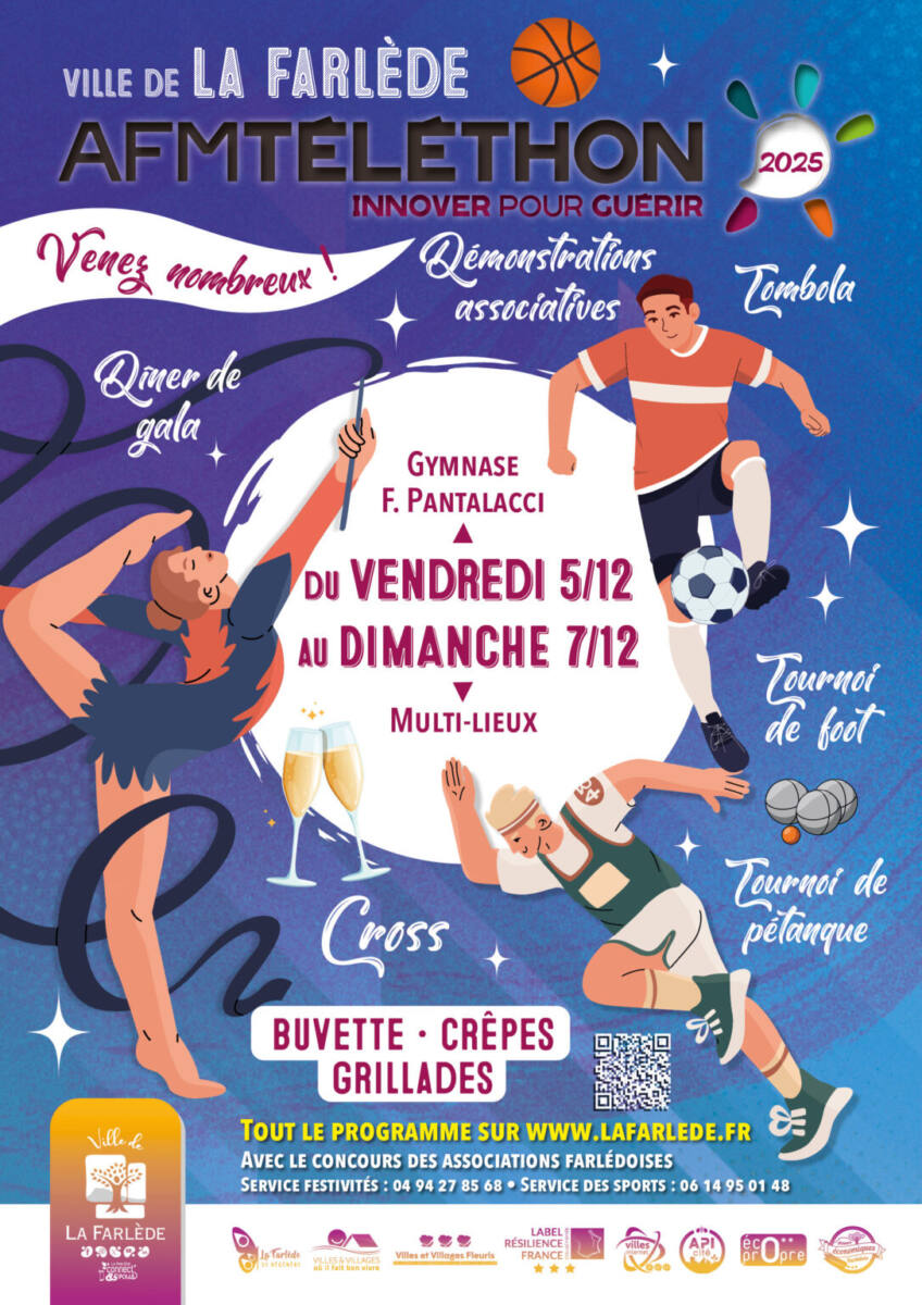 affiche Téléthon 2025 La Farlède animations