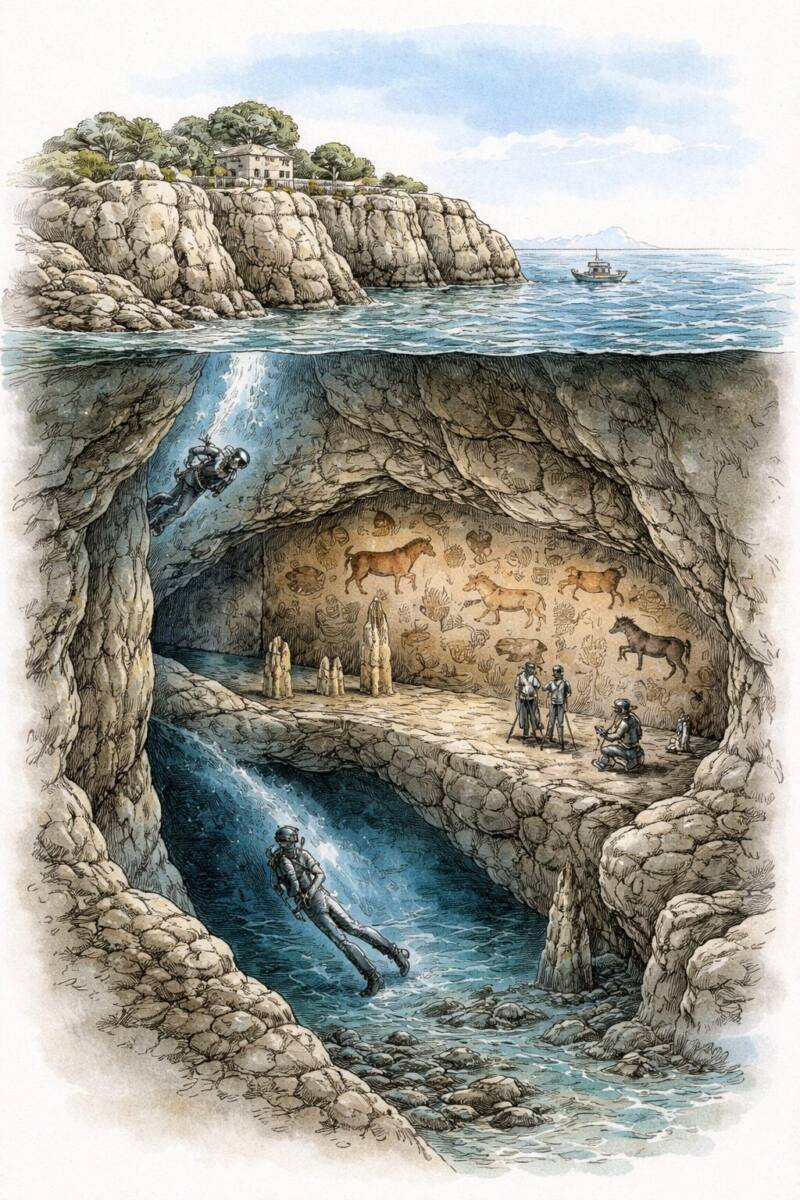 grotte croquis d'illustration généré par IA